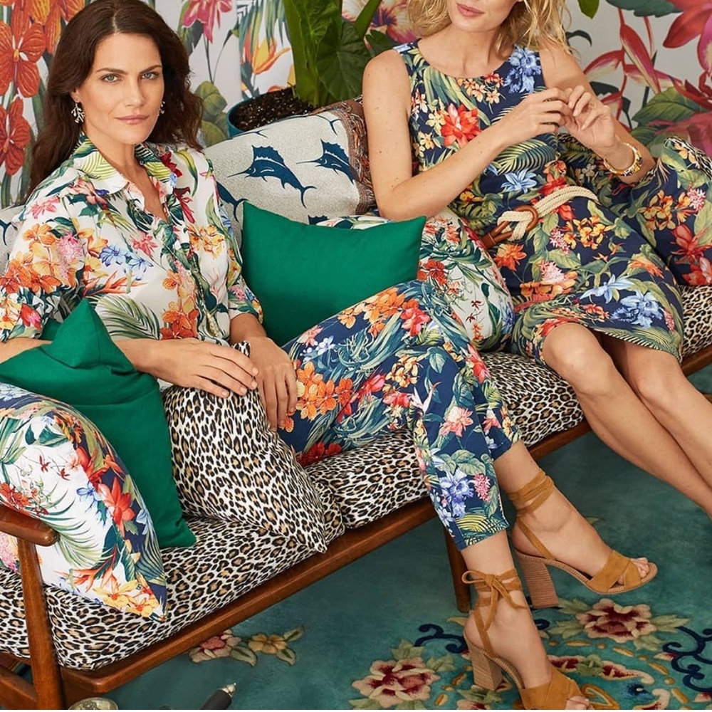 Tommy Bahama Pant Floral Boho Size 8 Silk 100%